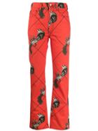 Kirin Guns Print Straight Jeans - Orange