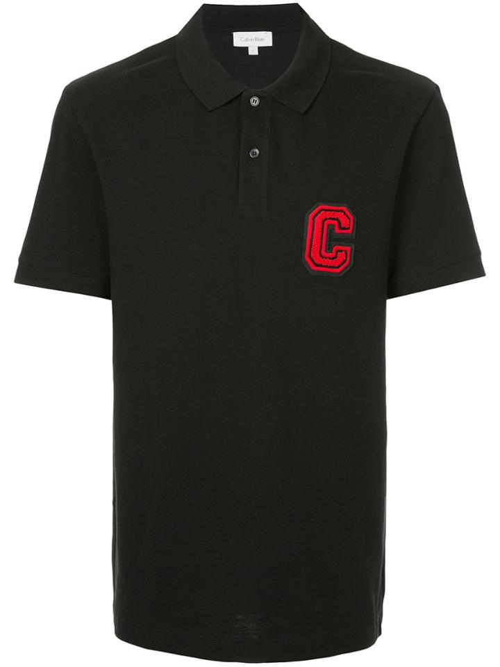 Ck Calvin Klein Logo Plaque Polo Shirt - Black