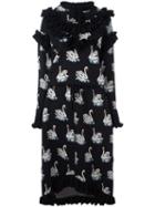 Stella Mccartney Ruffled Accent Swan Dress, Women's, Size: 38, Black, Virgin Wool