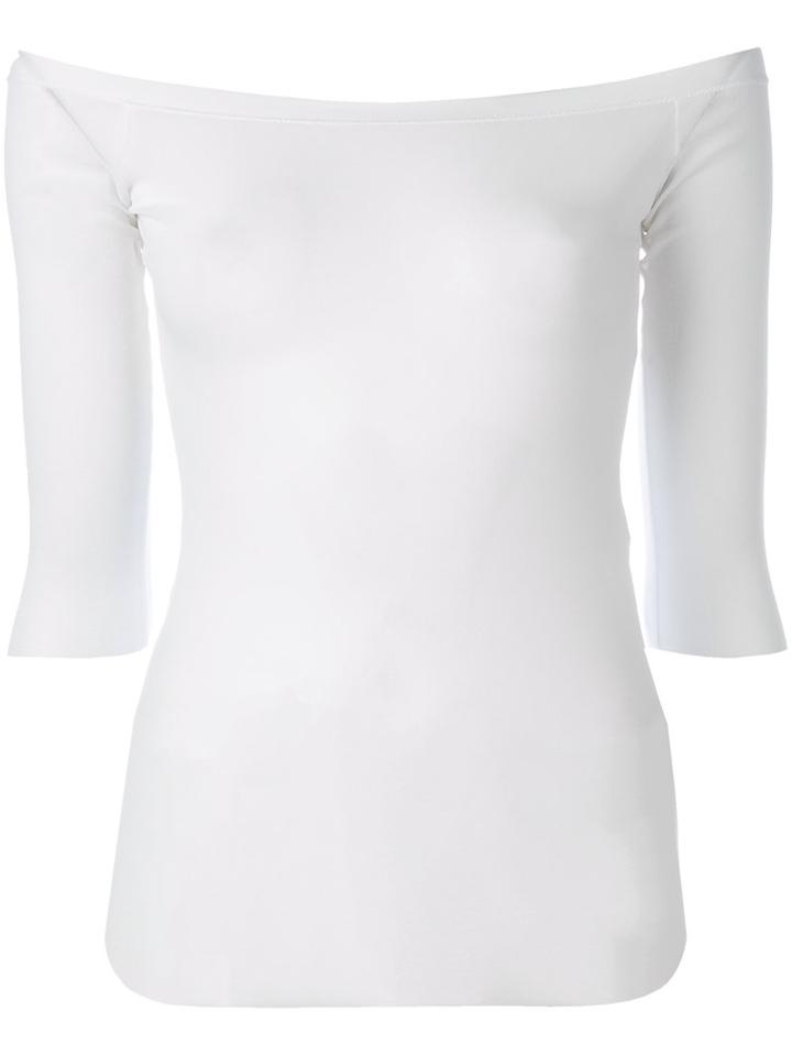 D.exterior Sheer Off-shoulder Top, Women's, Size: Small, White, Polyamide