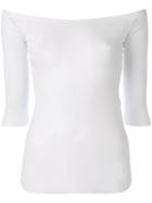 D.exterior Sheer Off-shoulder Top, Women's, Size: Small, White, Polyamide