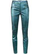 Sies Marjan Louise Leather Crop Biker Trousers - Blue