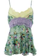 Preen By Thornton Bregazzi Lace Trim Floral Print Vest Top - Green