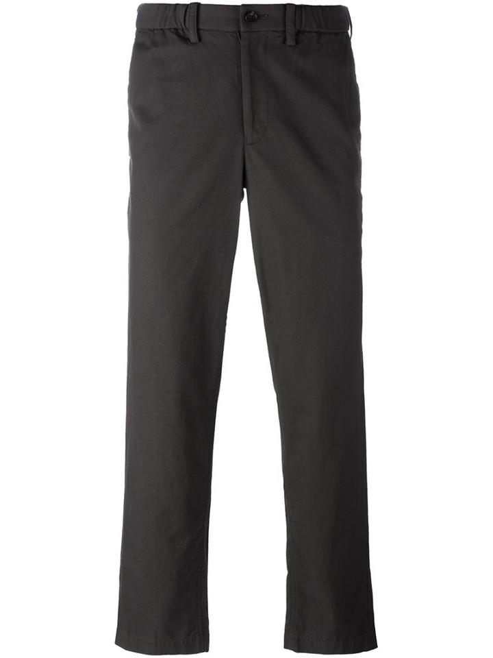 Issey Miyake Men Straight Leg Twill Trousers, Size: 3, Green, Cotton