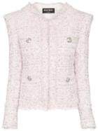 Balmain Hooded Tweed Pullover Jacket - Pink