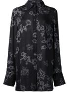 Vera Wang Floral Print Shirt, Women's, Size: 0, Black, Silk
