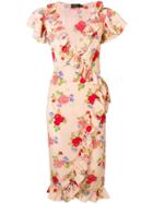 De La Vali Floral Print Ruffle Dress - Pink