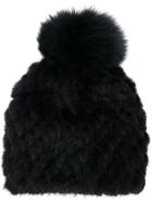 Max Mara Pompom Beanie - Black