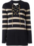 Michael Michael Kors Striped Jumper, Women's, Size: Medium, Black, Cotton/viscose