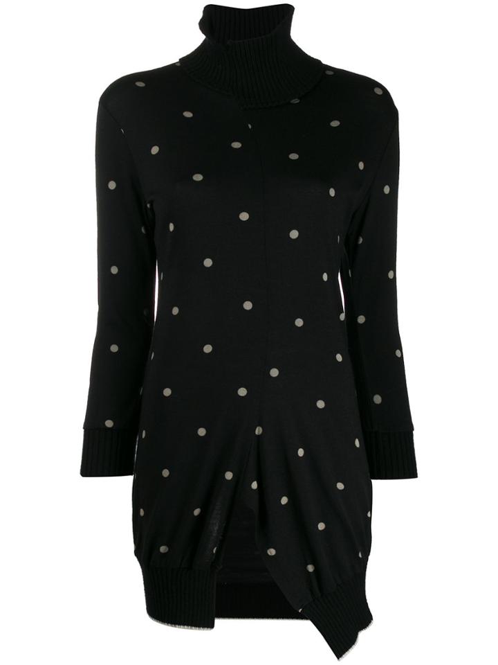 Yohji Yamamoto Pre-owned 2000s Asymmetric Polka Dot Jumper - Black