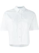 T By Alexander Wang Cropped Boxy Shirt, Women's, Size: 8, White, Cotton