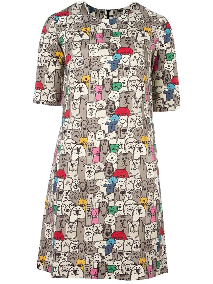 Ultràchic Printed Shift Dress, Women's, Size: 44, Spandex/elastane/wool
