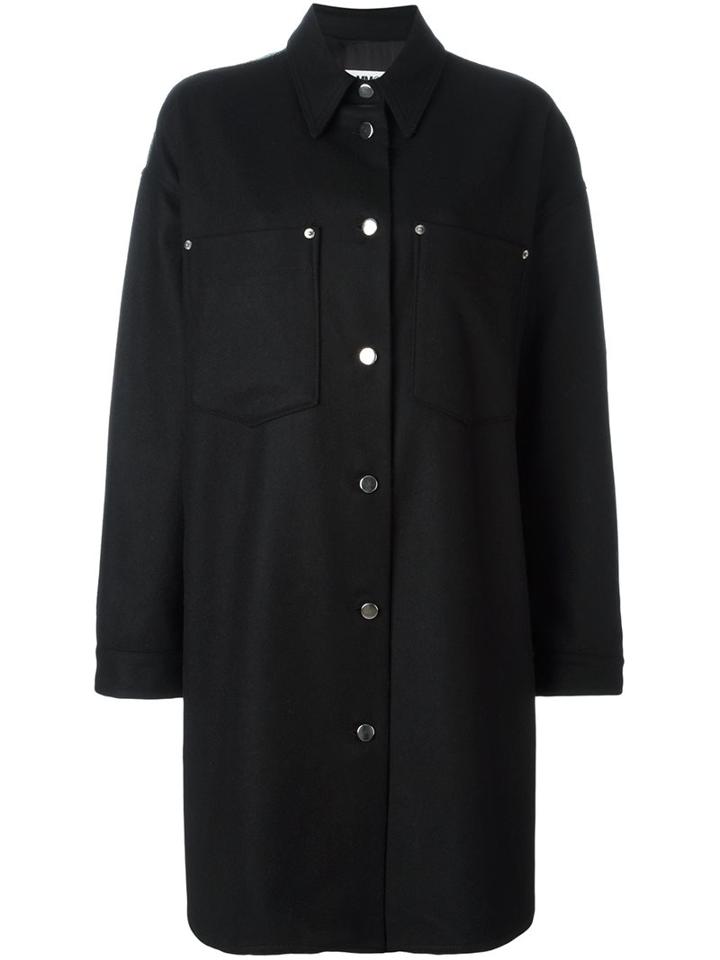 Mm6 Maison Margiela Single Breasted Coat, Women's, Size: 38, Black, Polyamide/polyester/polyurethane/wool