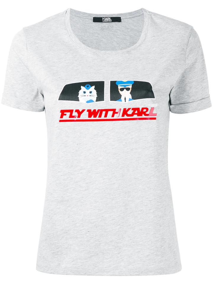 Karl Lagerfeld D2 T-shirt, Women's, Size: Small, Grey, Cotton