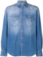 Eleventy Distressed Denim Shirt - Blue