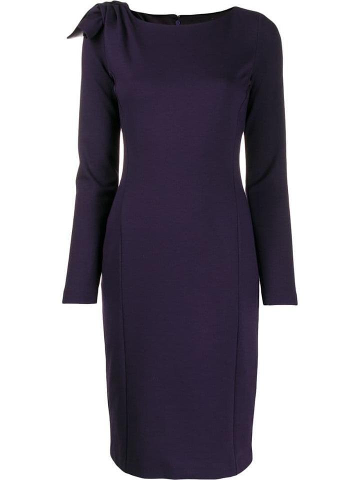 Emporio Armani Long Sleeve Straight Fit Dress - Purple