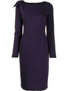 Emporio Armani Long Sleeve Straight Fit Dress - Purple