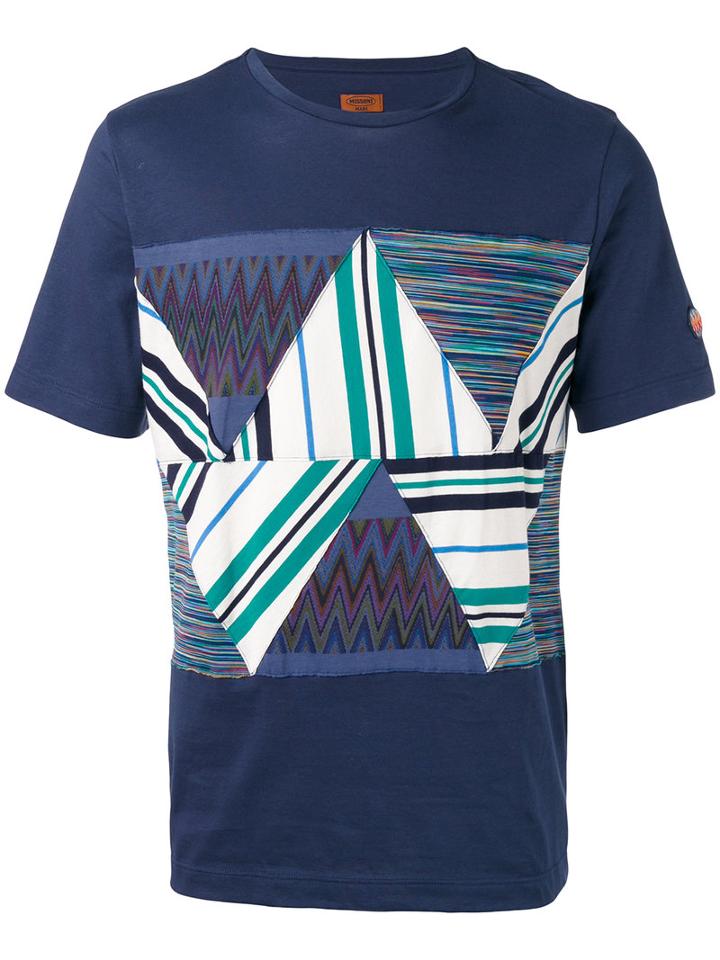 Missoni Zigzag Print T-shirt, Men's, Size: Xxl, Blue, Cotton