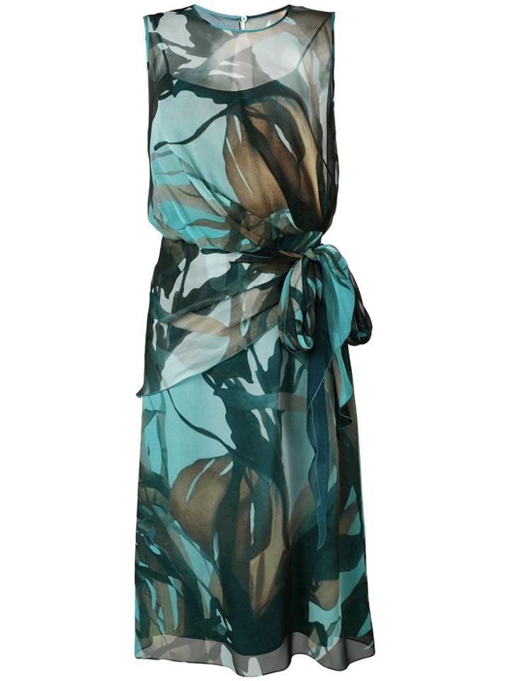 Max Mara Printed Sleeveless Dress - Blue