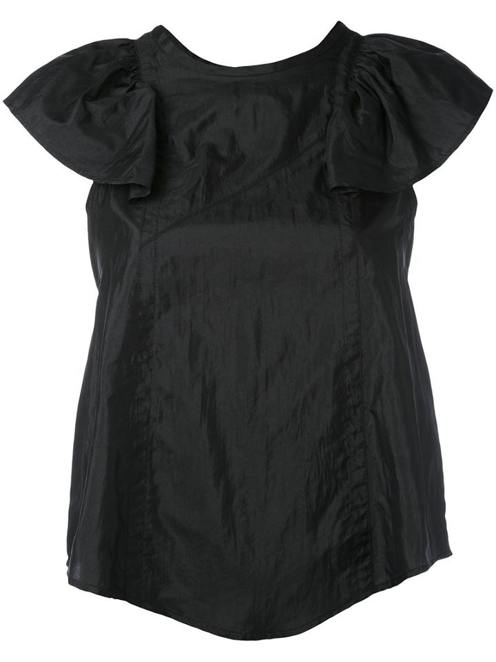 Ruffle Sleeve Top - Women - Silk/polyamide - 38, Black, Silk/polyamide, Isabel Marant