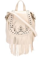 Just Cavalli Fringed Shoulder Bag, Women's, Nude/neutrals, Calf Leather
