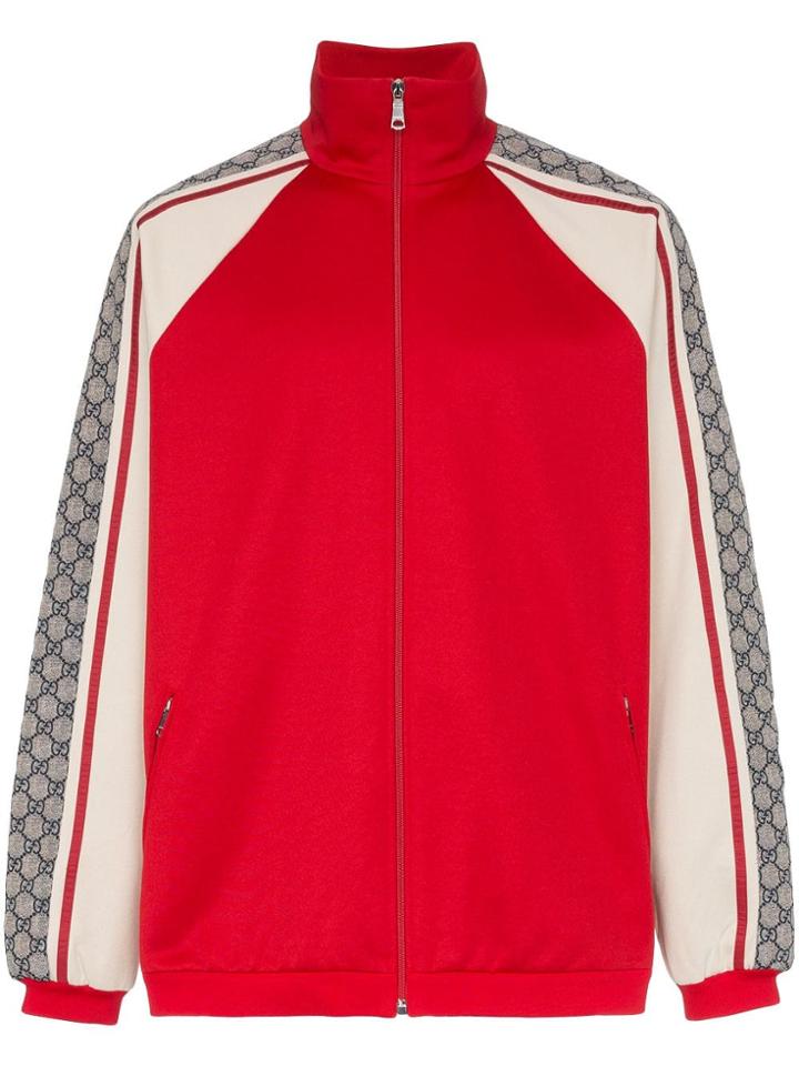 Gucci Gg Supreme Stripe Cotton Blend Track Jacket - Red