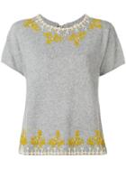 Semicouture Embroidered Tie Back Top - Grey