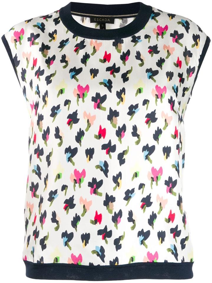 Escada Sleeveless Leopard-print Shirt - White