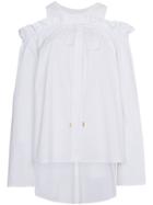 Alberta Ferretti Cold Shoulder Frill Long Sleeve Top - White
