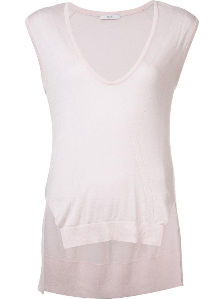 Tome Plunging Neck Knit Tank Top - Pink