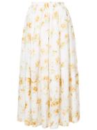 Brock Collection Floral Print Full Skirt - White
