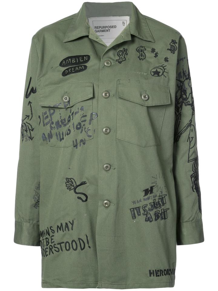 R13 Oversized Grafitti Shirt - Green