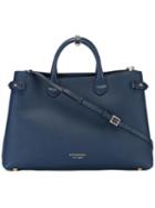 Burberry Large Banner Tote, Women's, Blue, Calf Leather