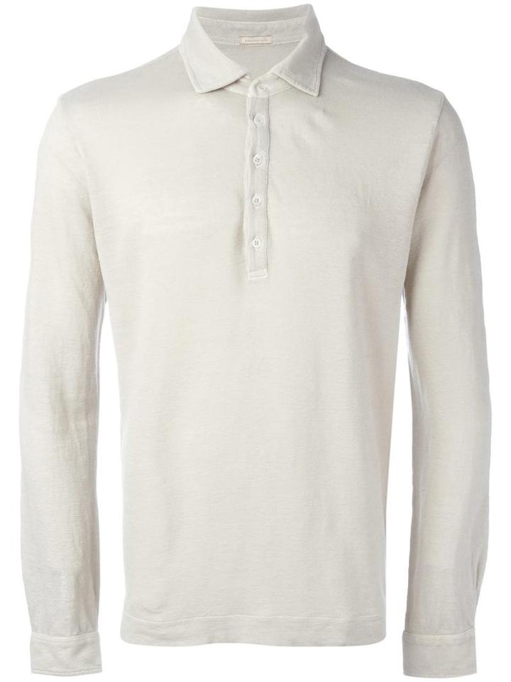 Massimo Alba Longsleeved Polo Shirt, Men's, Size: Medium, Nude/neutrals, Linen/flax