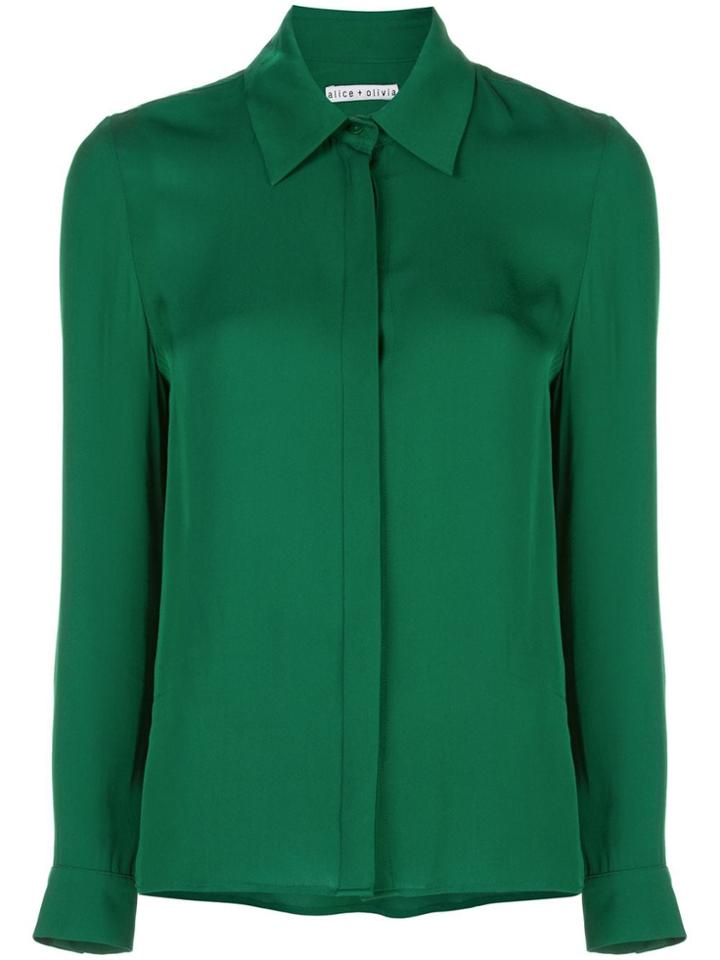 Alice+olivia Willa Placket Top - Green