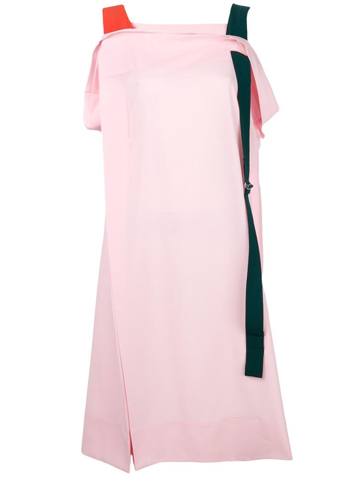 Issey Miyake Asymmetric Contrast Strap Dress - Pink & Purple