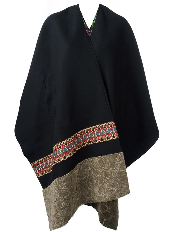 Ermanno Gallamini Double Face Poncho, Women's, Black, Cotton/cashmere