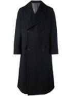 Giorgio Armani Double Breasted Coat, Men's, Size: 46, Black, Linen/flax/acetate/cupro/virgin Wool