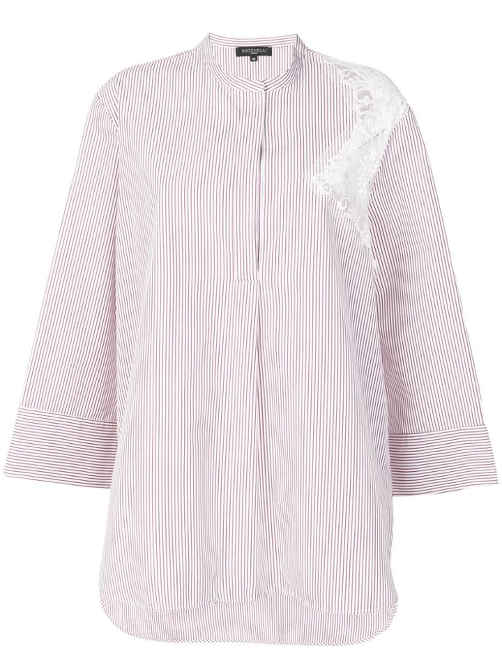 Antonelli Striped Cut-out Detail Shirt - White