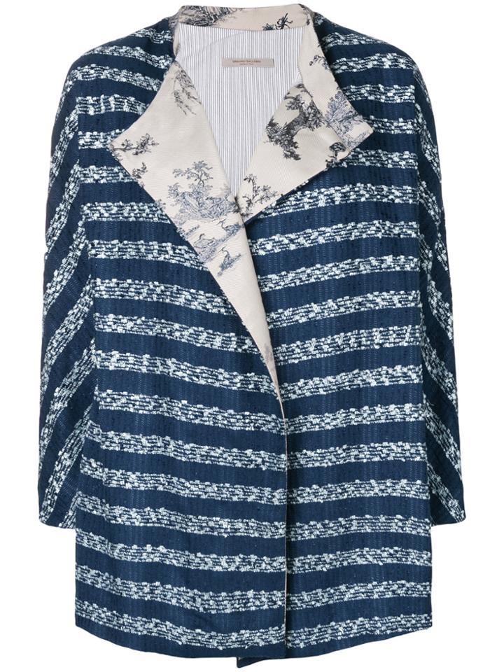 Ermanno Gallamini Striped Oversized Jacket - Blue
