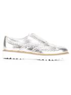 Hogan Metallic Brogues, Women's, Size: 35.5, Grey, Leather/rubber