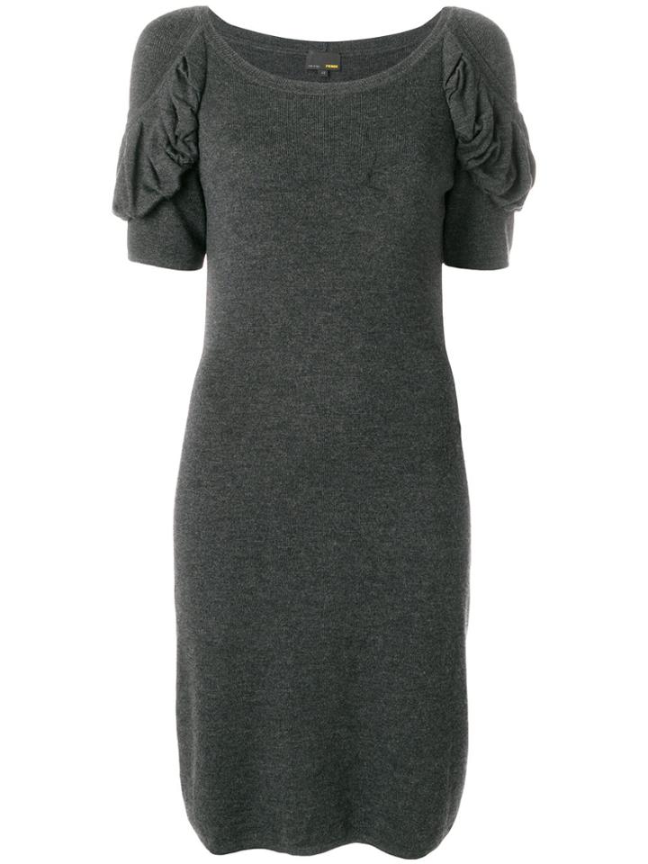 Fendi Vintage Draped Sleeved Dress - Grey