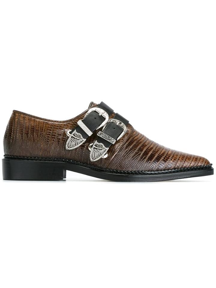Toga Buckled Embossed Pointed Toe Shoes