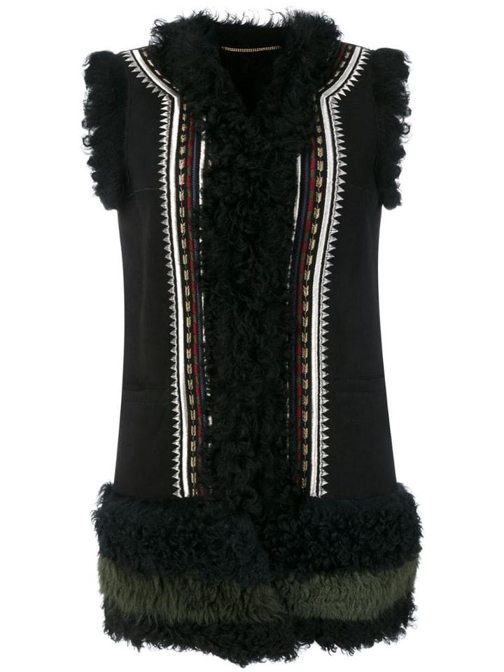 Bazar Deluxe Embroidered Pattern Sleeveless Jacket - Black