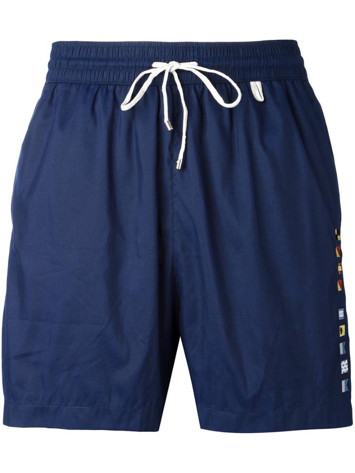 Loro Piana Drawstring Swimming Shorts, Men's, Size: Xxl, Blue, Polyester