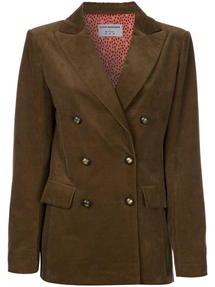 N Duo Corduroy Double Breasted Blazer - Brown