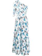 Msgm Printed One-shoulder Pleated Jumpsuit - White