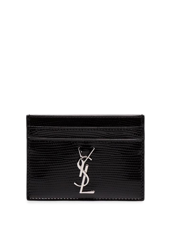Saint Laurent Lizard-effect Leather Cardholder - Black