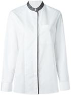 Alexander Wang Band Collar Blouse, Women's, Size: 8, White, Cotton/silk