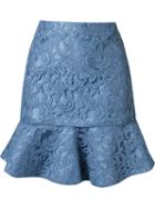 Martha Medeiros Ruffled Hem 'marescot' Lace Skirt, Women's, Size: 38, Blue, Acetate/silk